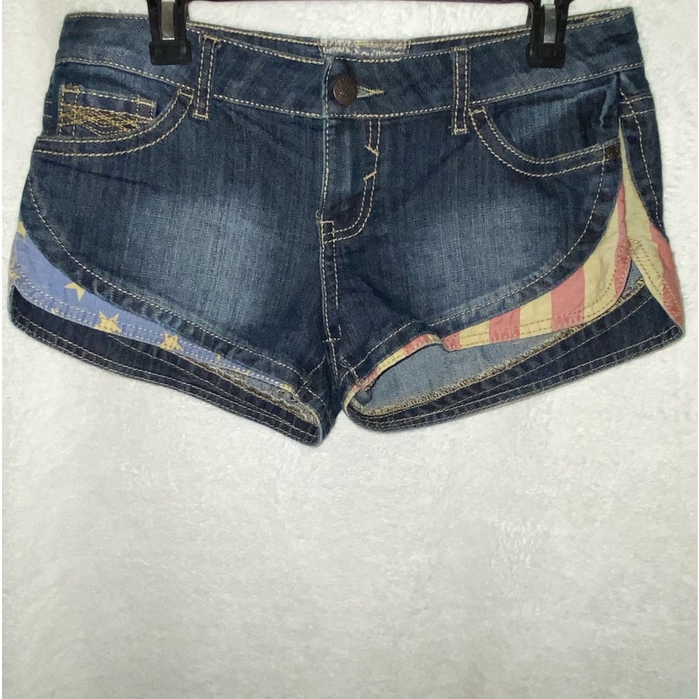 American flag denim shorts
